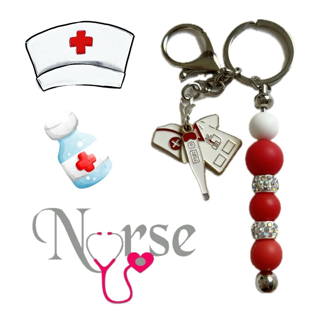 Red Nurse Themed Keychain